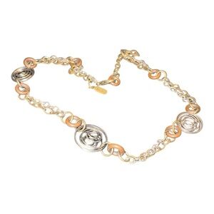 Treska Mixed Metal & Resin Link Necklace Modern Industrial Circles J17